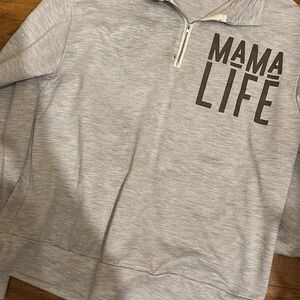 Gray 'Mama Life' Pullover Sweatshirt